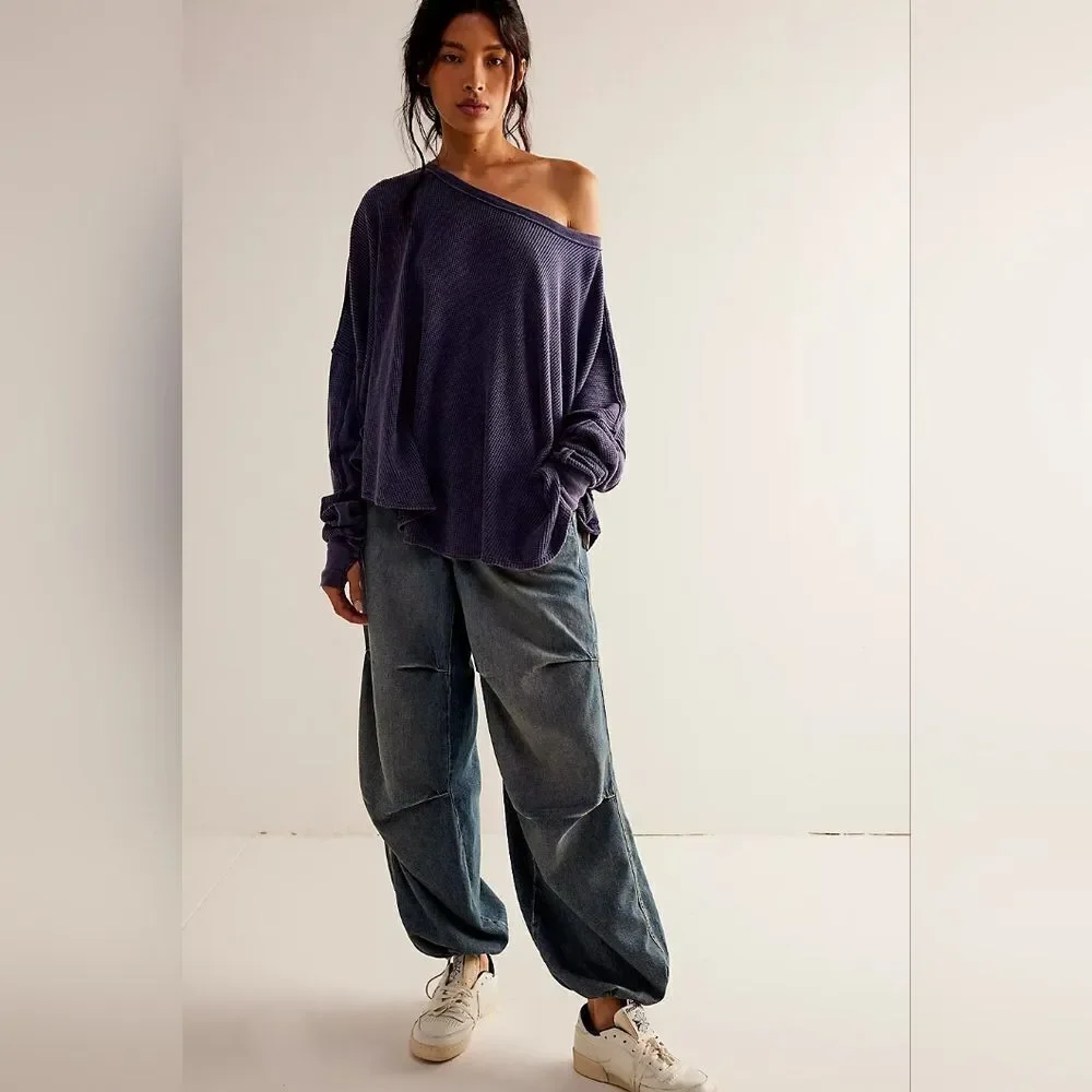 NWT/NWOT Free People Microphone Drop Thermal - Silver Pine